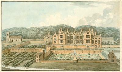 An illustration of a stately home